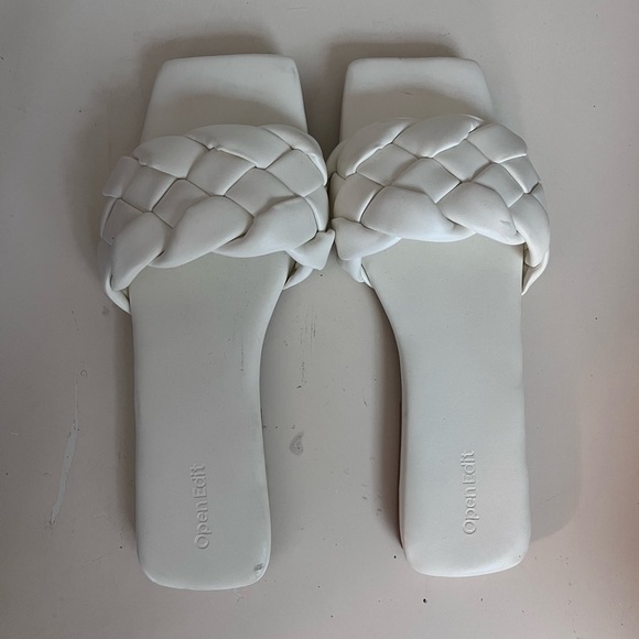 Open Edit White Braided Sandals - Picture 1 of 6
